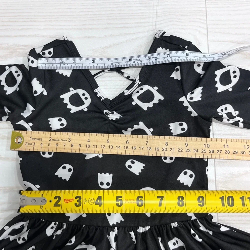 Dot Dot Smile Ghost Dress Girls 2T Black White Halloween Crisscross Back‎ Spooky